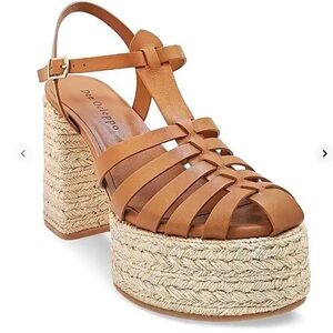 Dee Ocleppo Tan Braided Platform Sandals with Ankle Strap